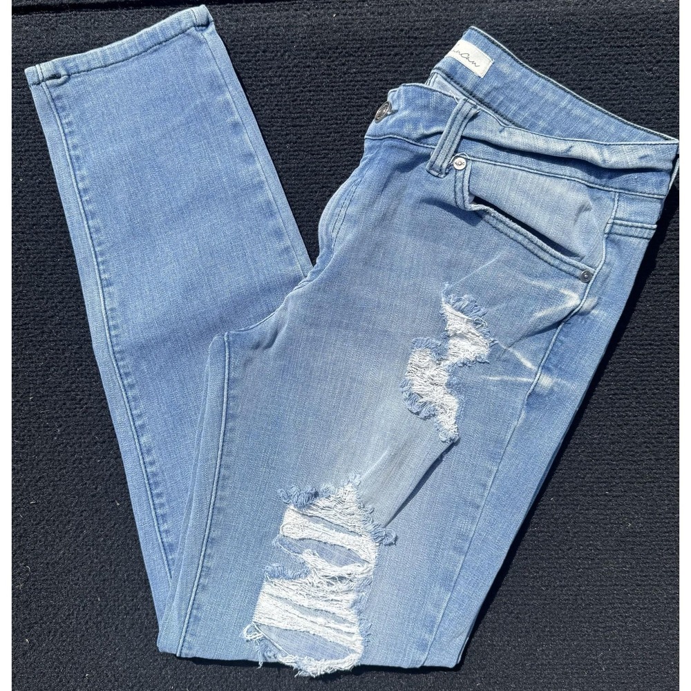 KanCan Jeans Womens 13/30 Blue Light Wash Distressed Skinny Ankle Stretch Denim